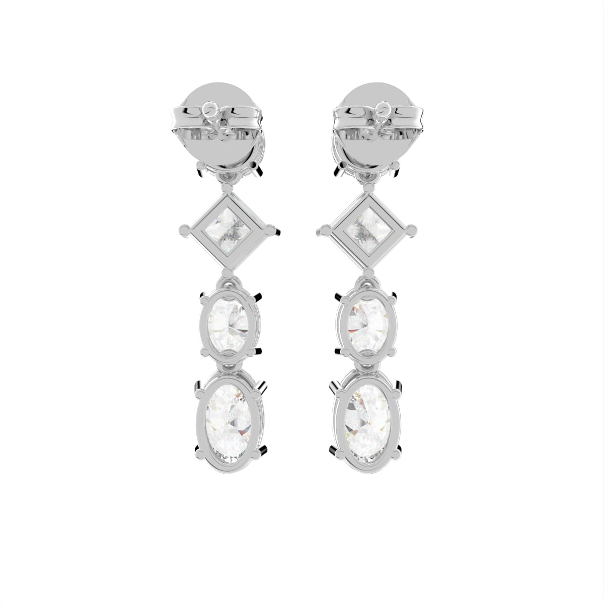 18K Round Diamond Drop Earrings — BACK