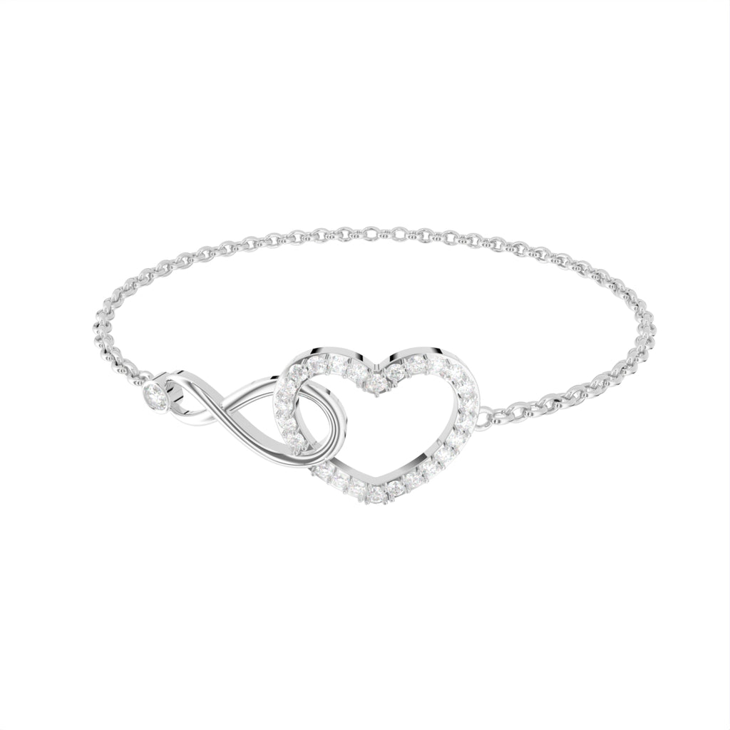 18K Heart Infinity Round Diamond Bracelet — TOP