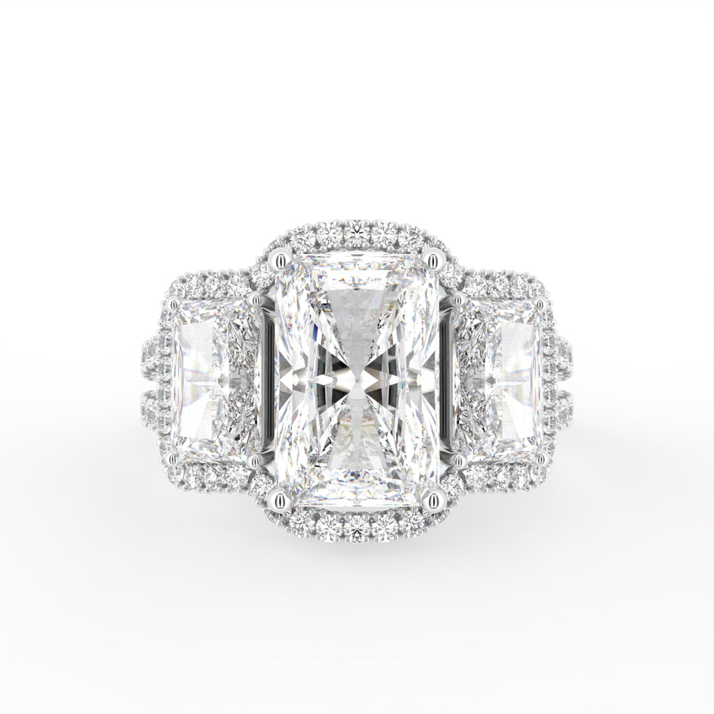 18K White Gold Halo Diamond Engagement Ring — TOP