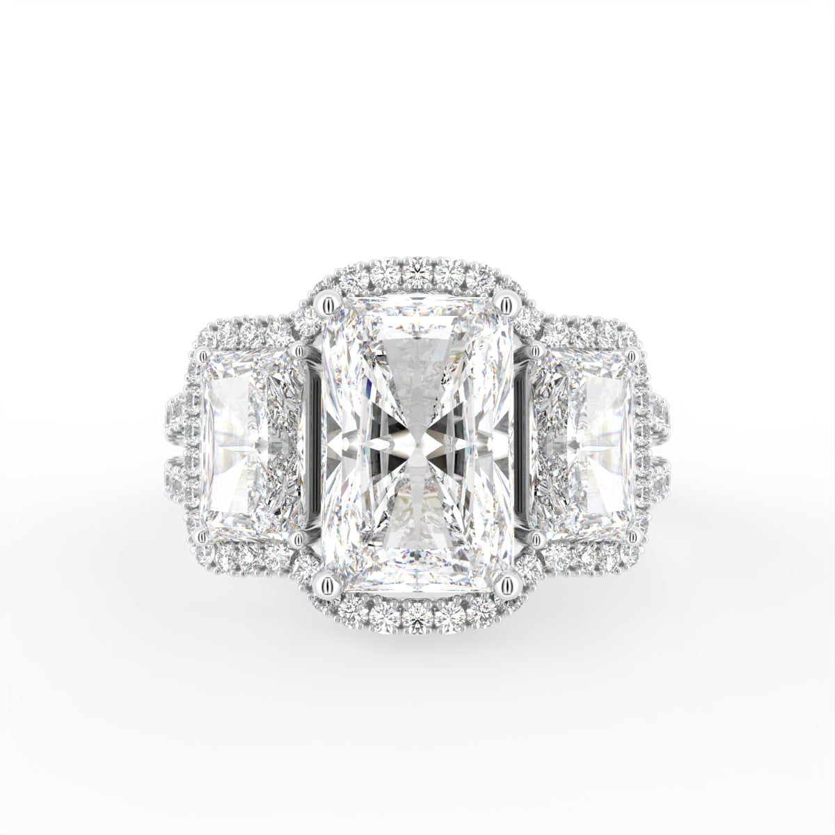 18K White Gold Halo Diamond Engagement Ring — TOP