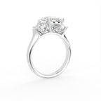 18K White Gold Modified Emerald Diamond Ring — 3D VIEW