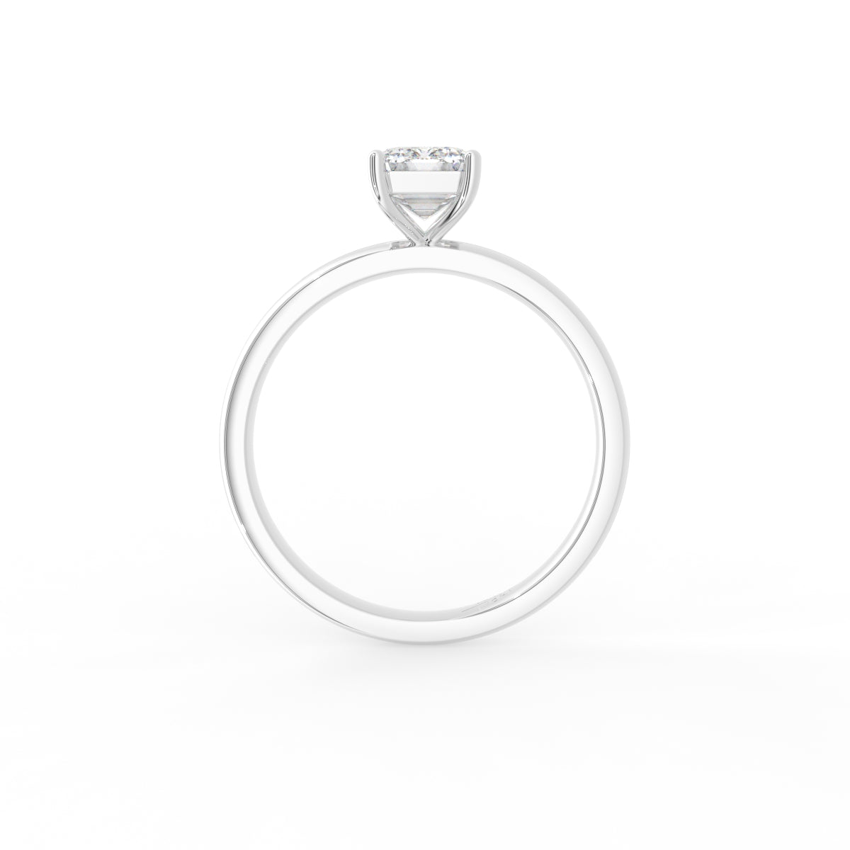18K Solitaire Emerald Cut Diamond Engagement Ring — FRONT