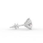 18K Round Solitaire Diamond Earrings — SIDE VIEW