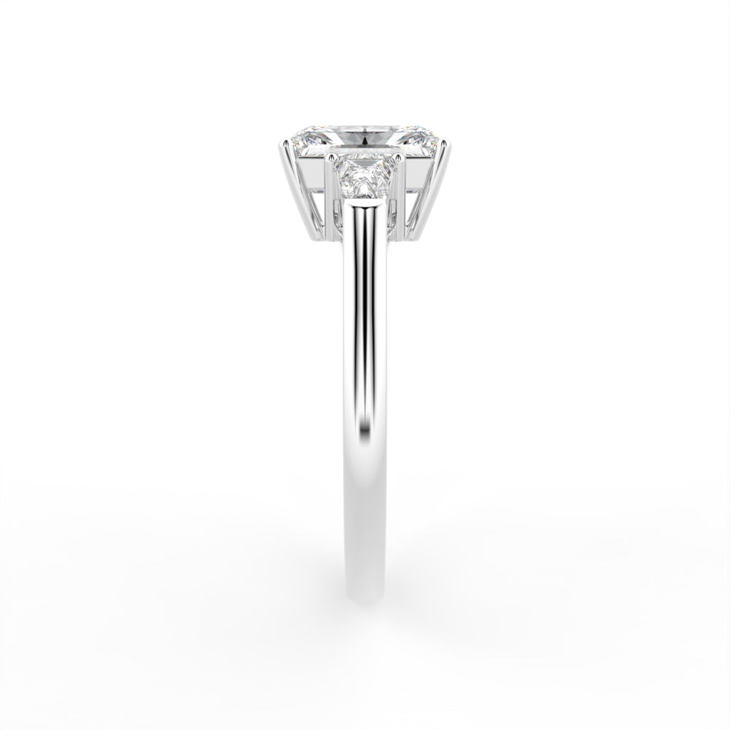 18K Trilogy Diamond Engagement Ring — SIDE