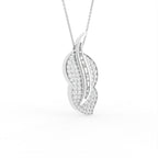 14K White Gold Floral Baguette Diamond Pendant — 3D VIEW