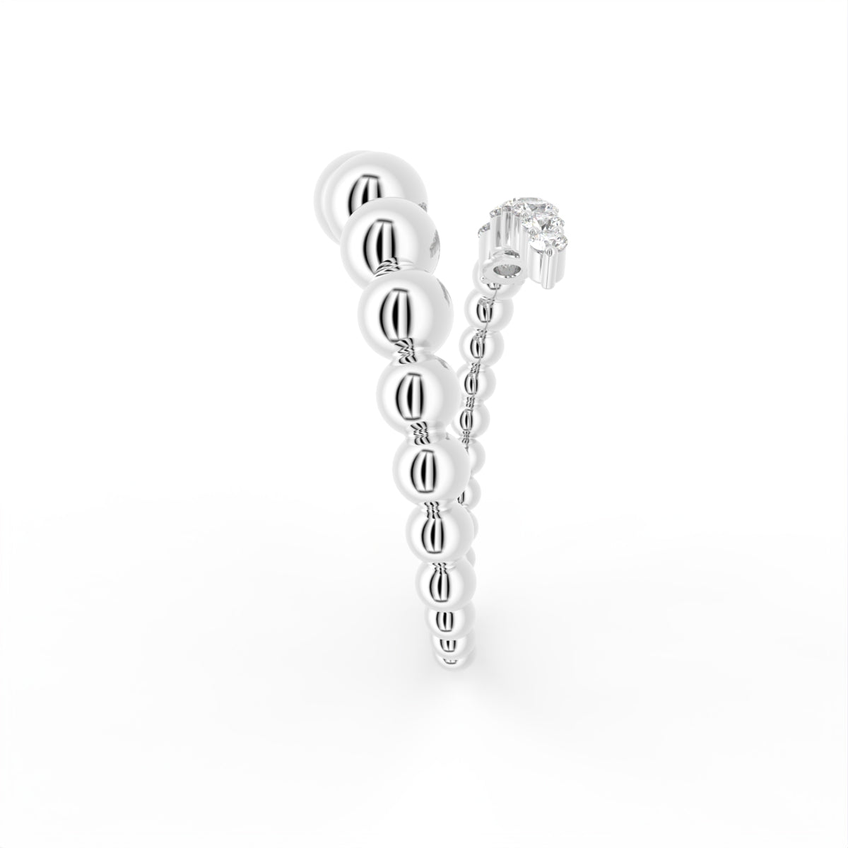 18K Rose Gold Spiral Pave Diamond Ring — SIDE