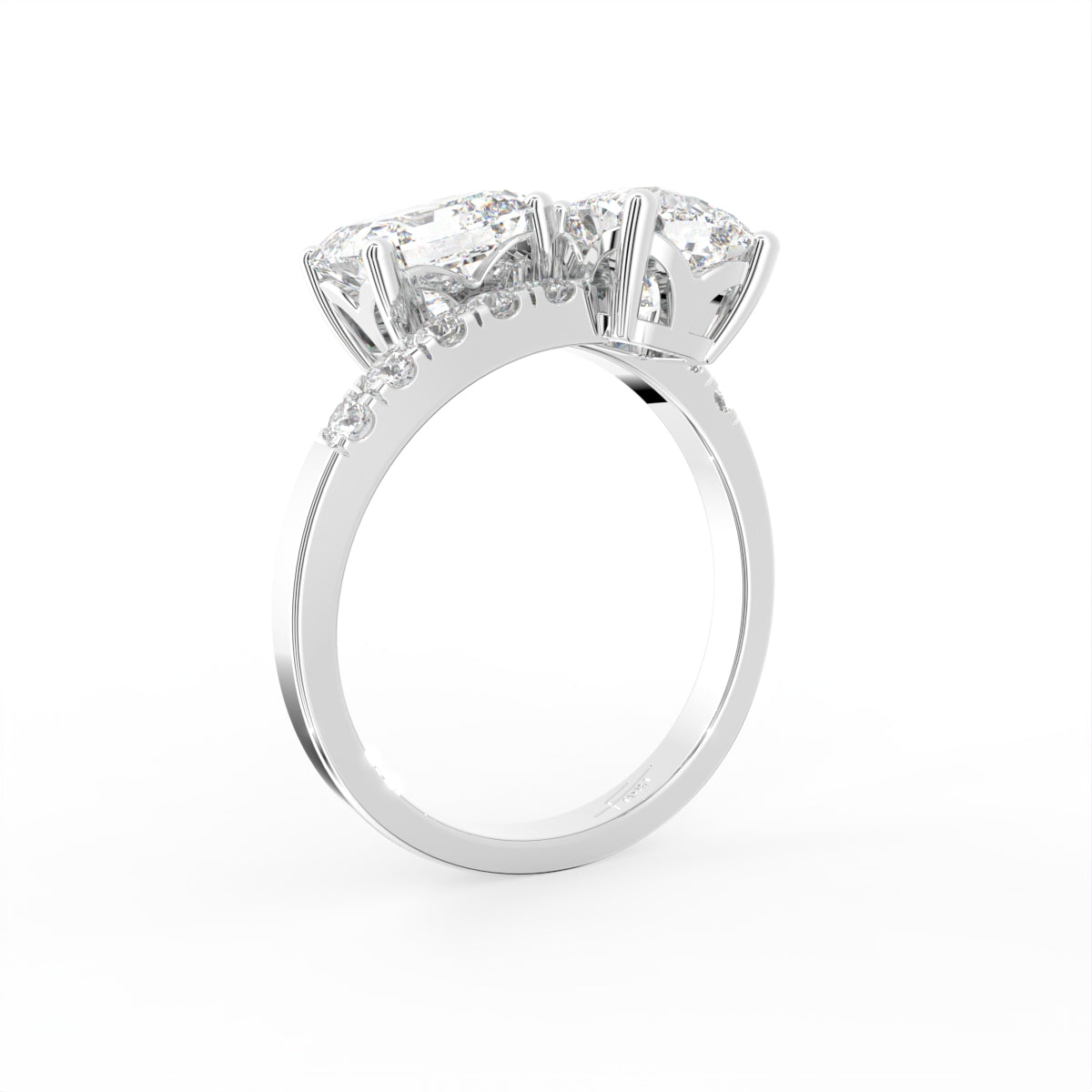 18K Bespoke Cushion Diamond Ring — 3D VIEW