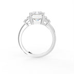 18K Trilogy Emerald-Cut Diamond Ring — FRONT