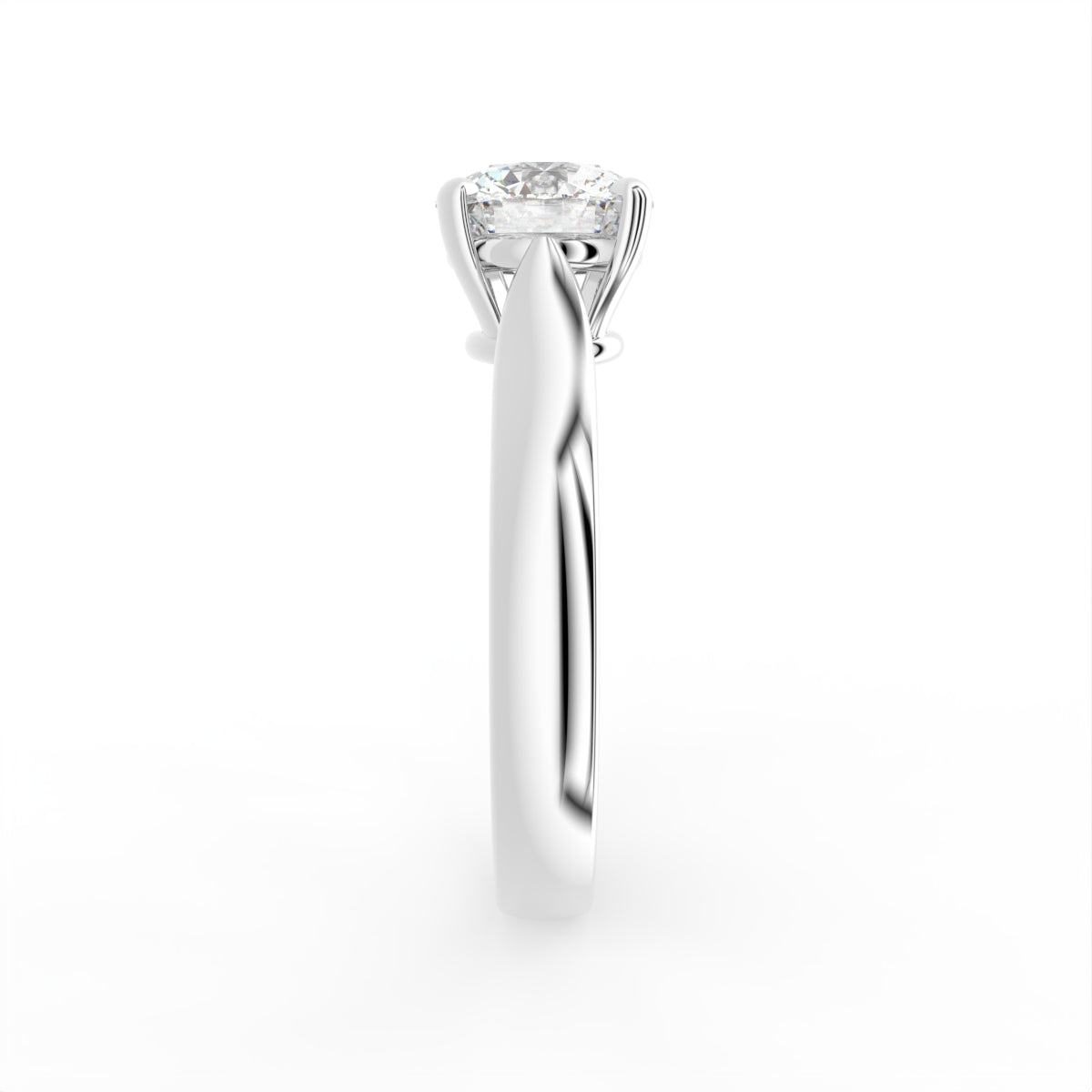 18K Solitaire Diamond Engagement Ring — SIDE