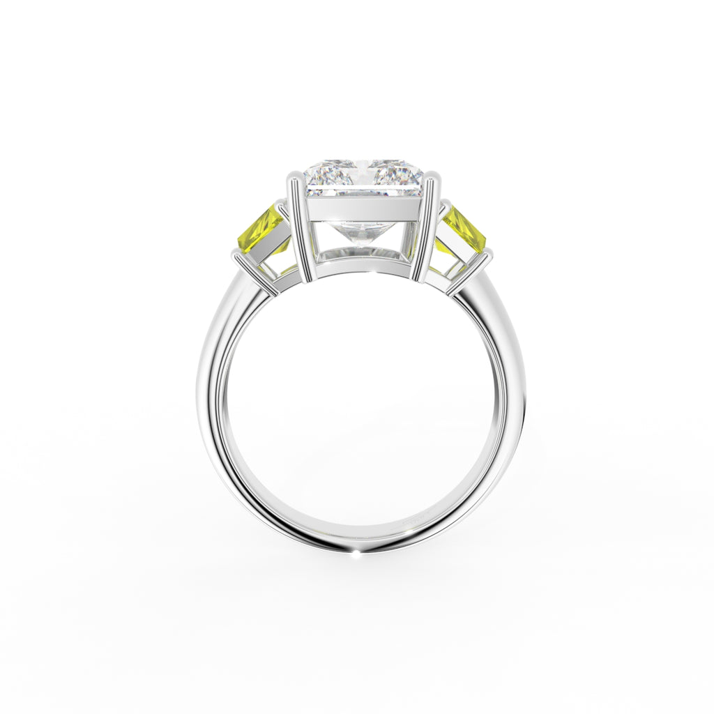 18K Trilogy Radiant Diamond Engagement Ring — FRONT