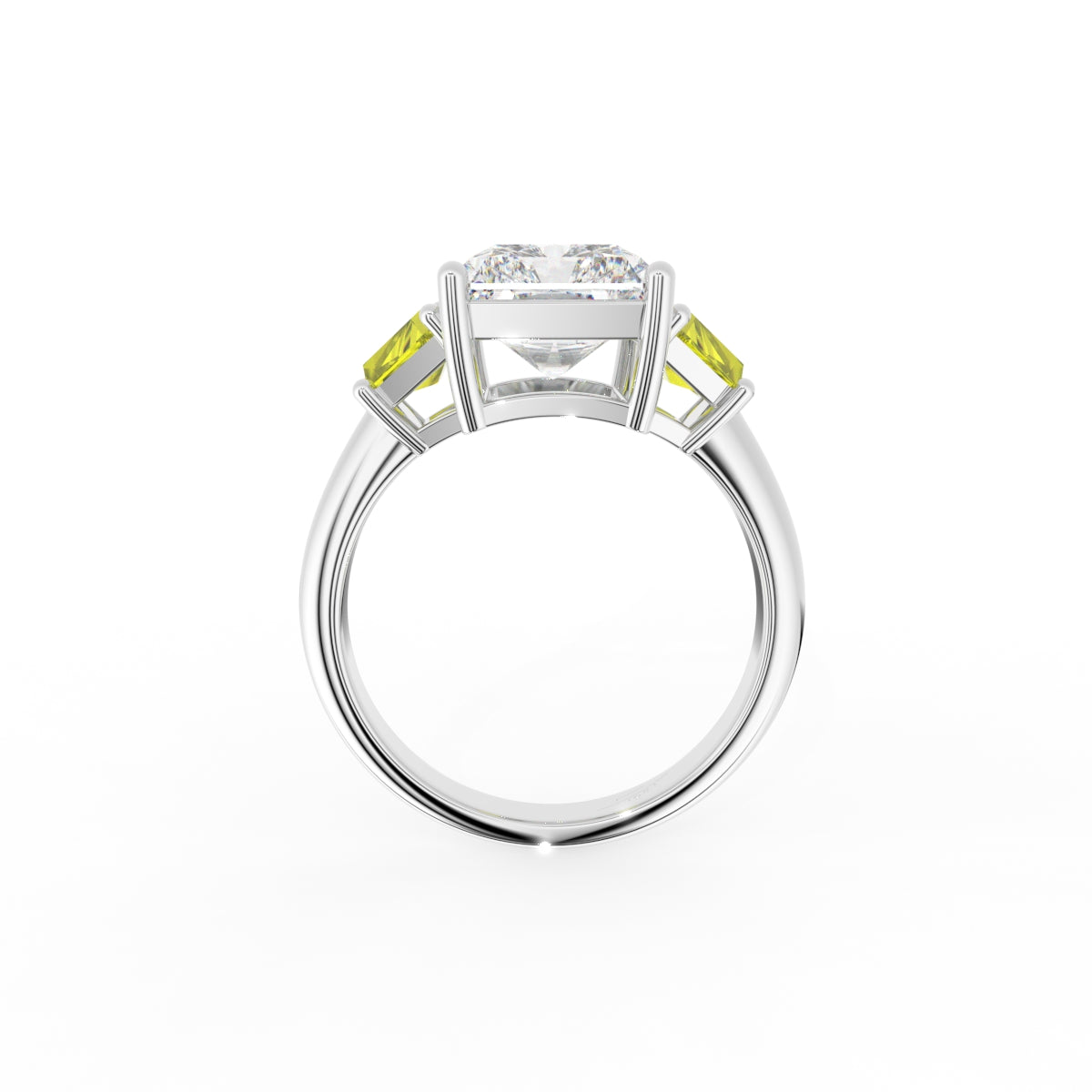 18K Trilogy Radiant Diamond Engagement Ring — FRONT