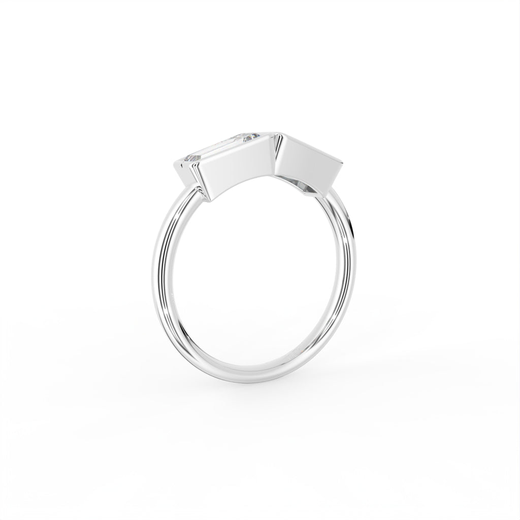18K Yellow Gold Bespoke Baguette Diamond Ring — 3D VIEW