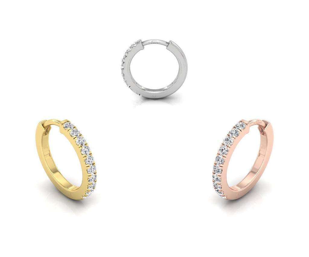 18K Diamond Hoop Earrings — 3 COLOR