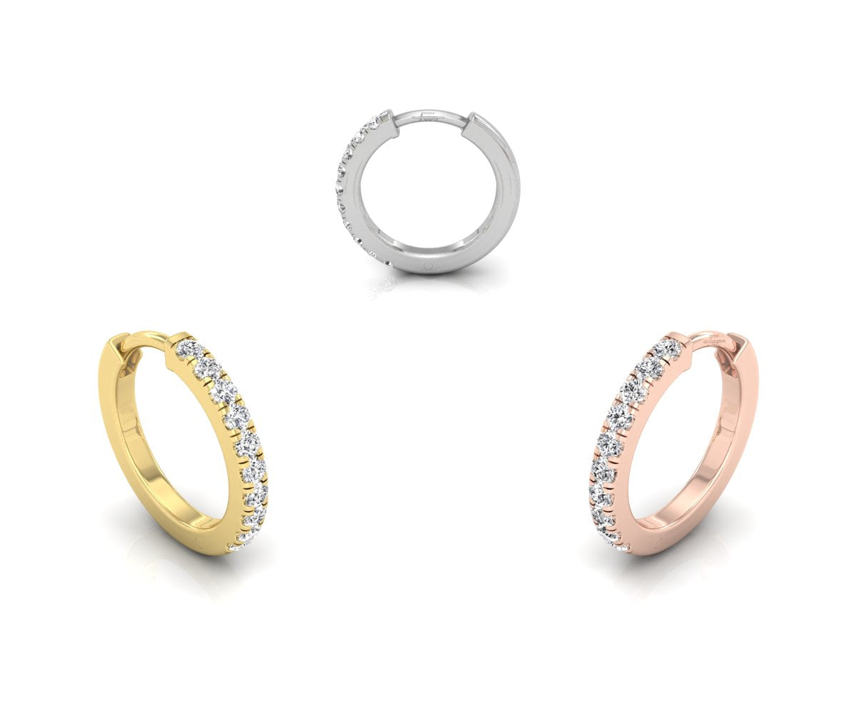 18K Diamond Hoop Earrings — 3 COLOR