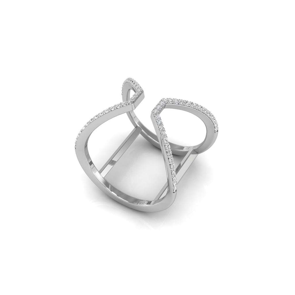 18K Rose Gold Round Diamond Crossover Ring — 3D VIEW