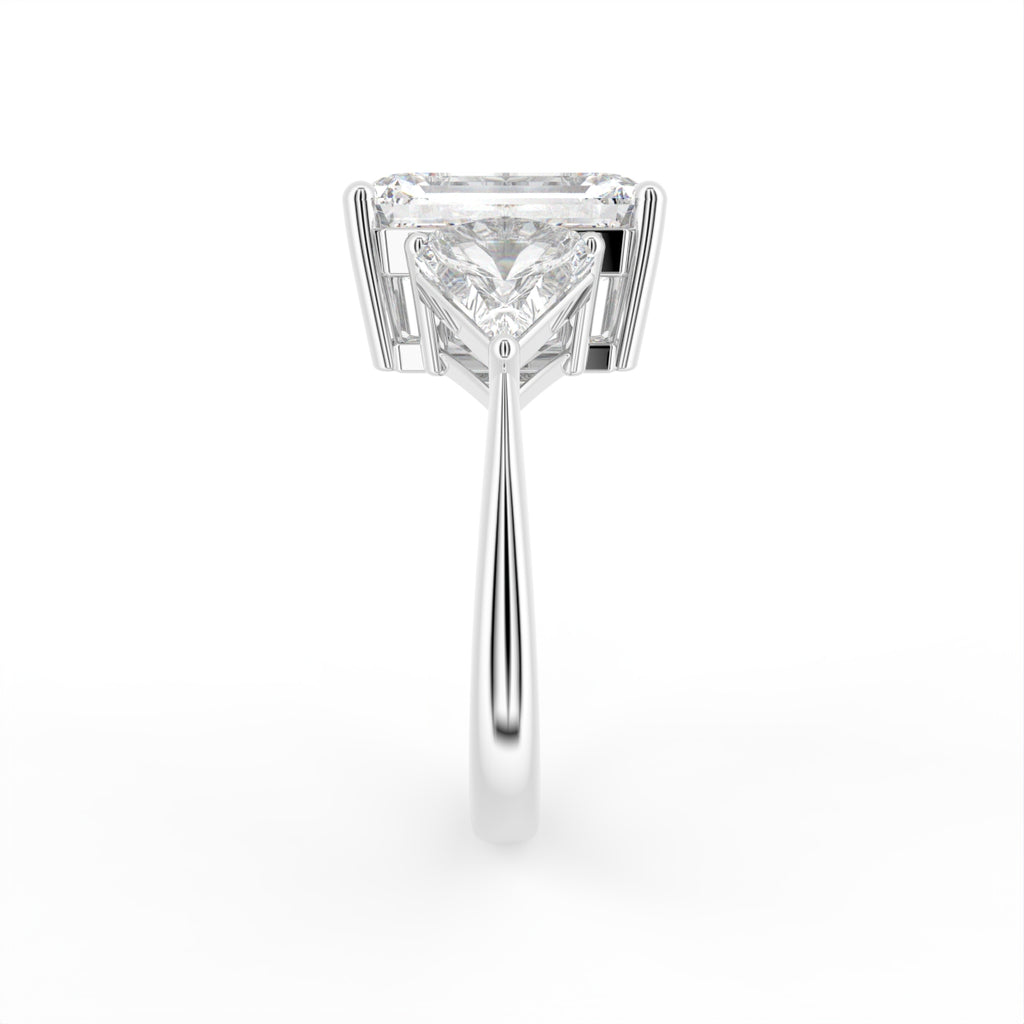 vimg:FJ2120|vimg:FJ2571|18K White Gold Trilogy Emerald Diamond Ring — SIDE