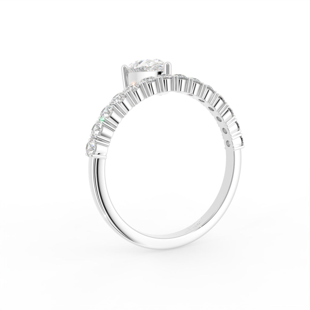 18K Bespoke Pear Diamond Ring — 3D VIEW