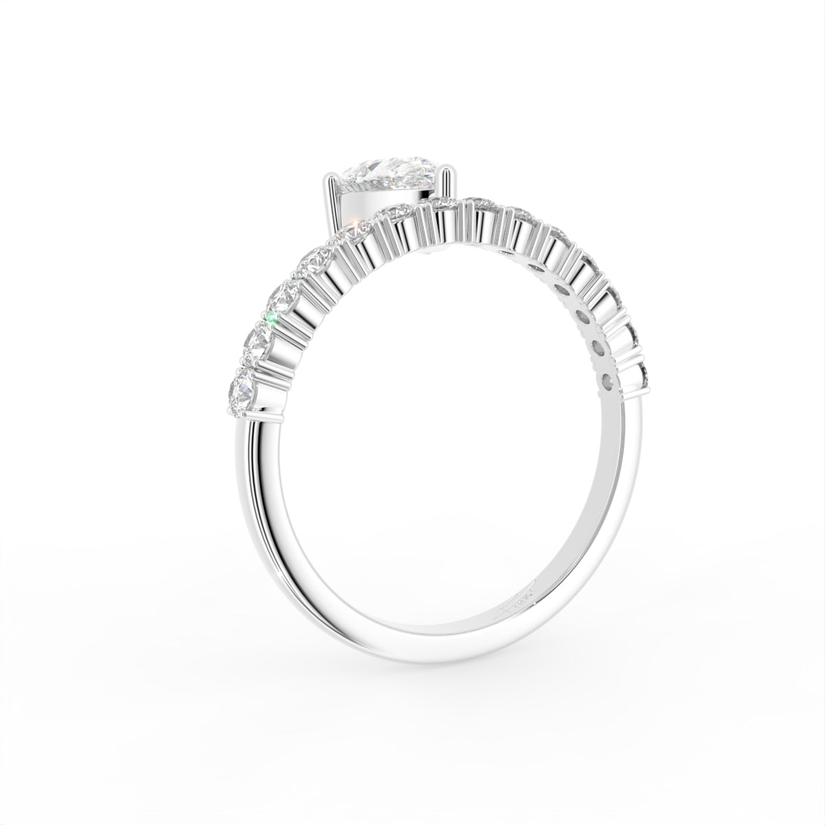 18K Bespoke Pear Diamond Ring — 3D VIEW