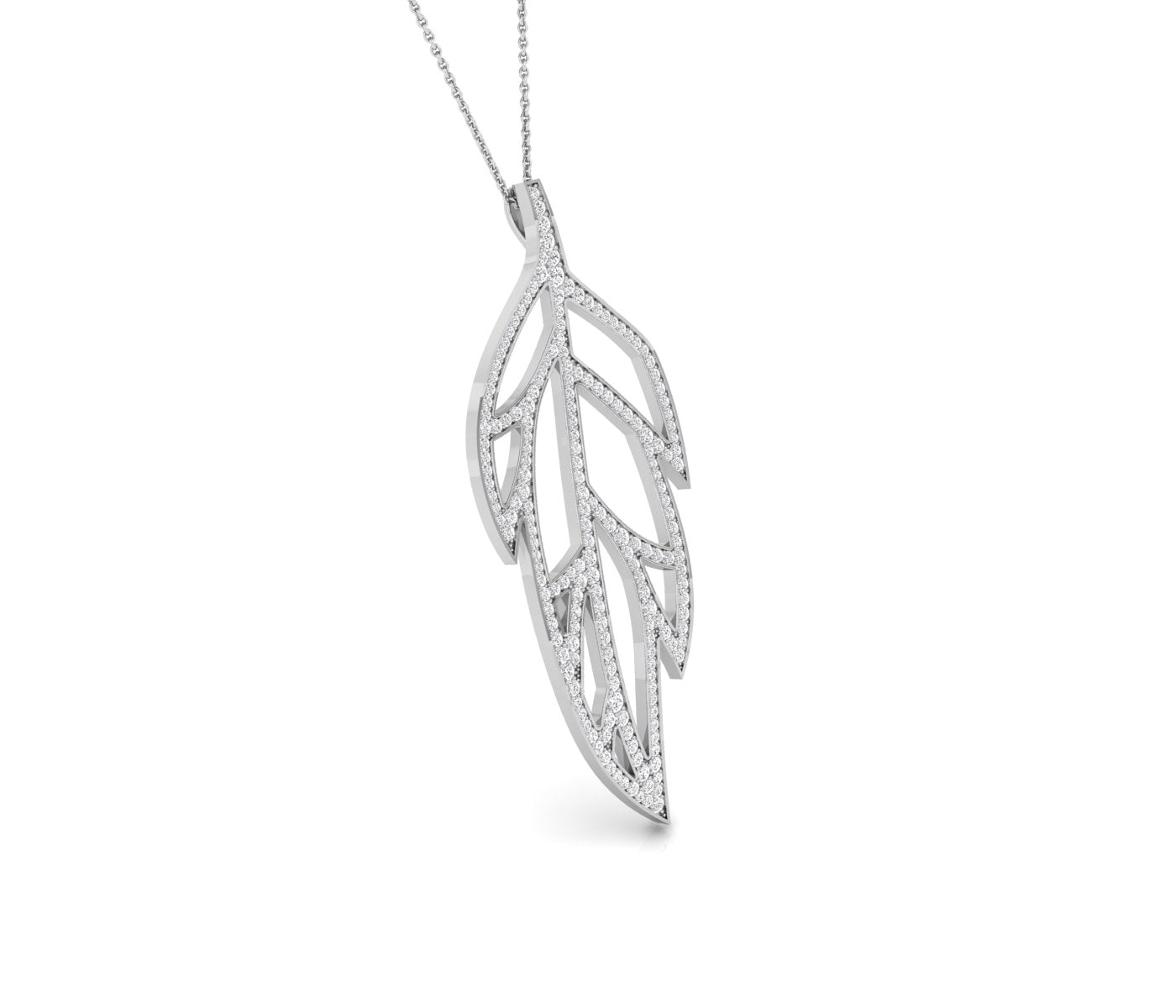 14K White Gold Floral Round Diamond Pendant — RIGHT