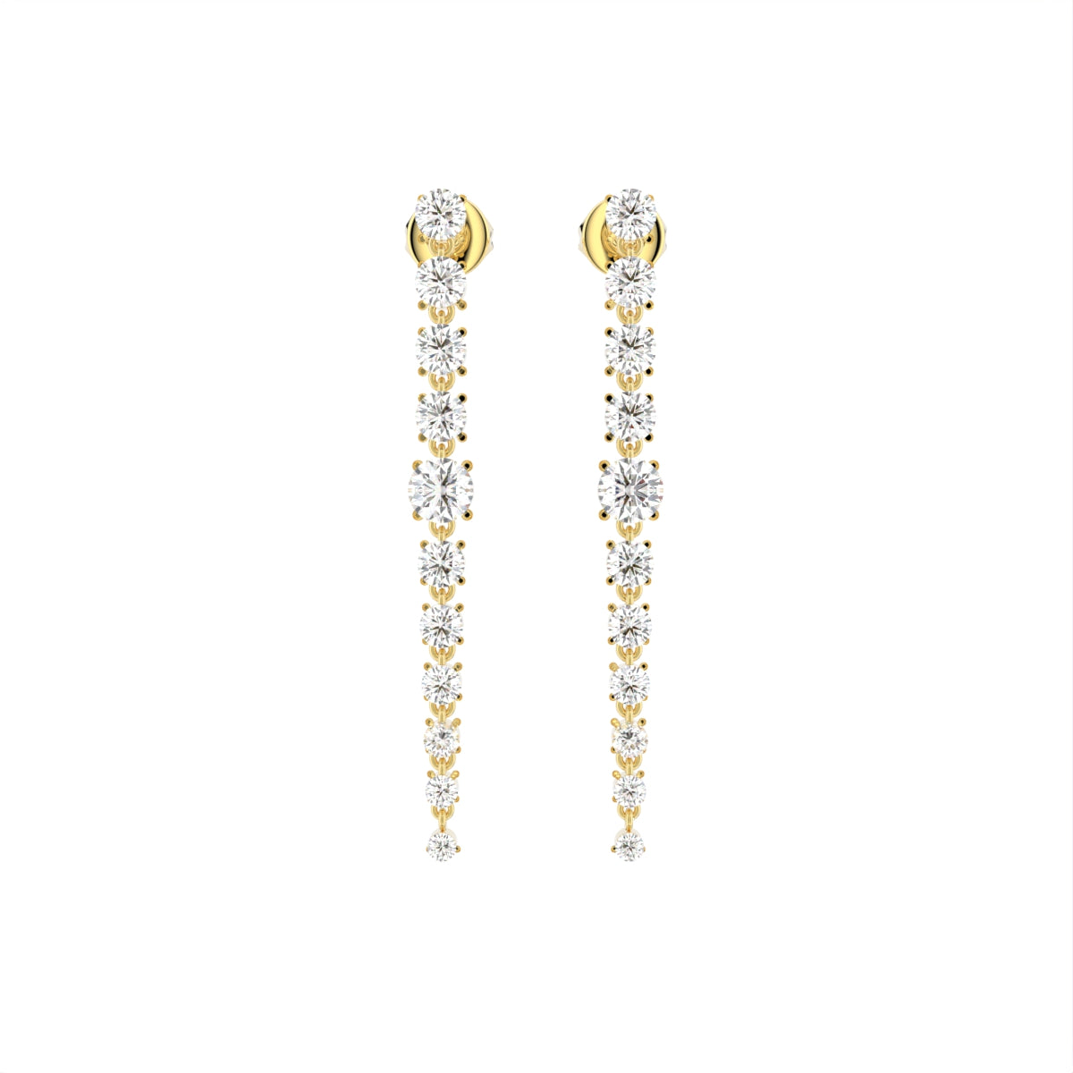 18K Round Diamond Drop Earrings — TOP