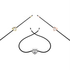 18K Gold Heart Diamond Bracelet — 3 COLOR