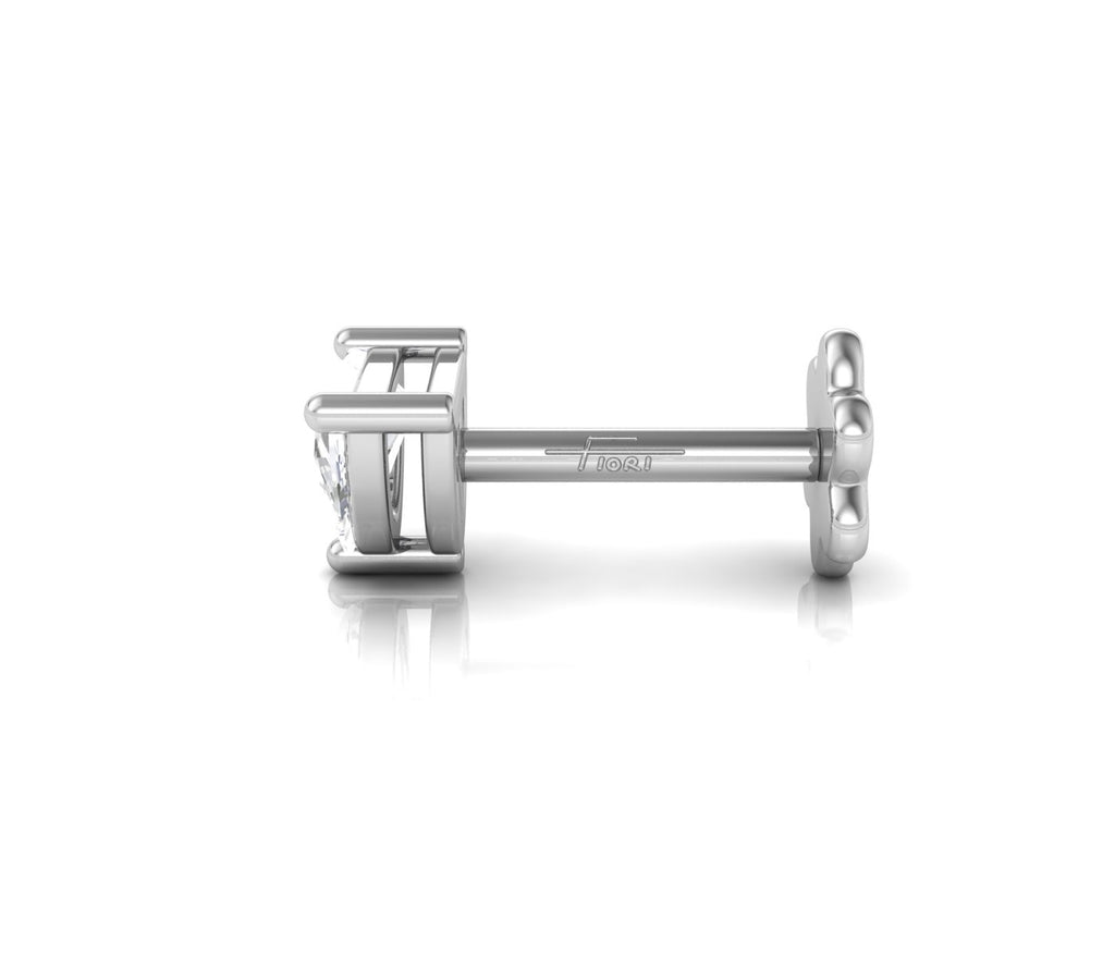 14K White Gold Round Diamond Stud Earrings — SIDE VIEW