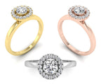 18K Halo Round Diamond Ring — 3 COLOR