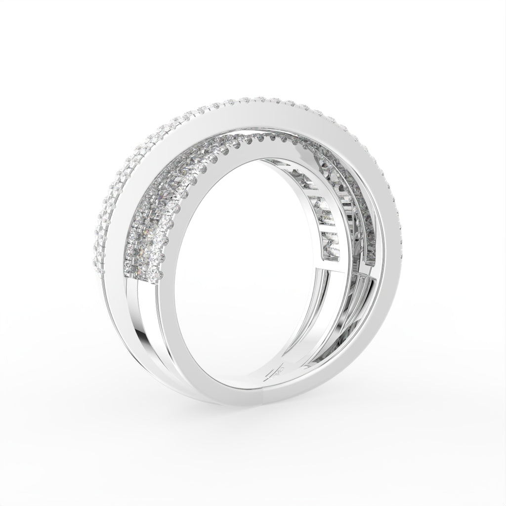 18K Baguette Diamond Statement Ring — 3D VIEW