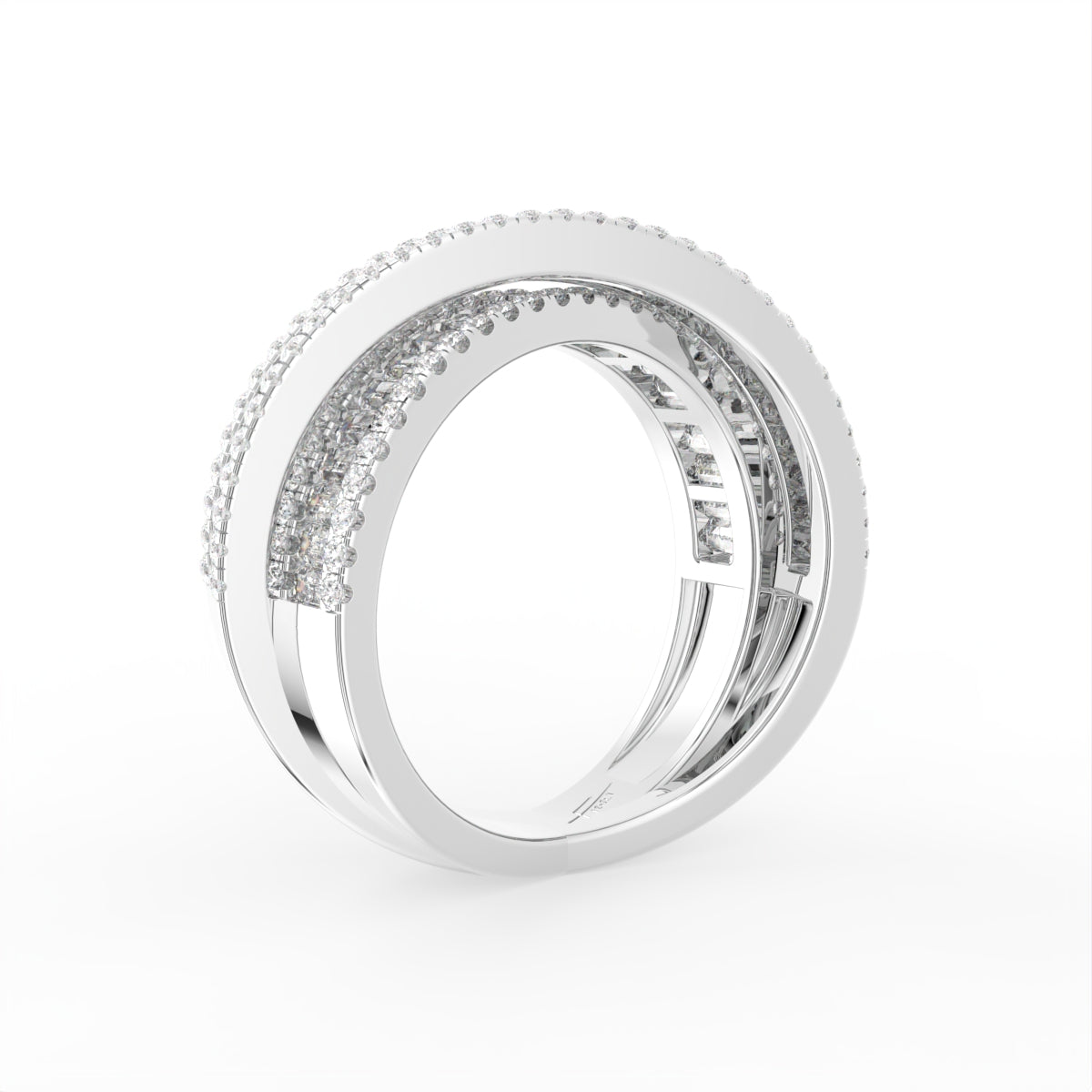 18K Baguette Diamond Statement Ring — 3D VIEW