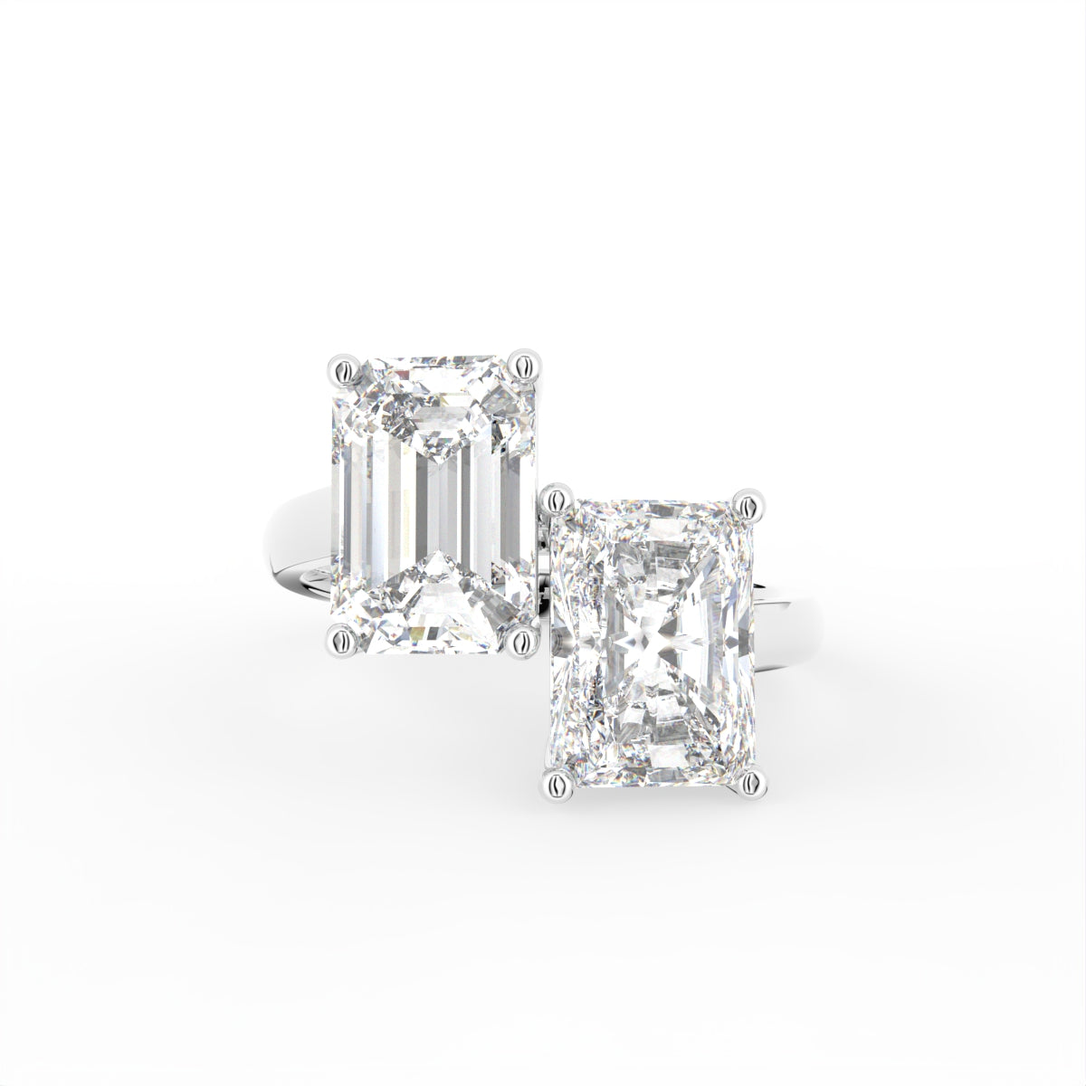 18K Emerald Cut Diamond Ring — TOP
