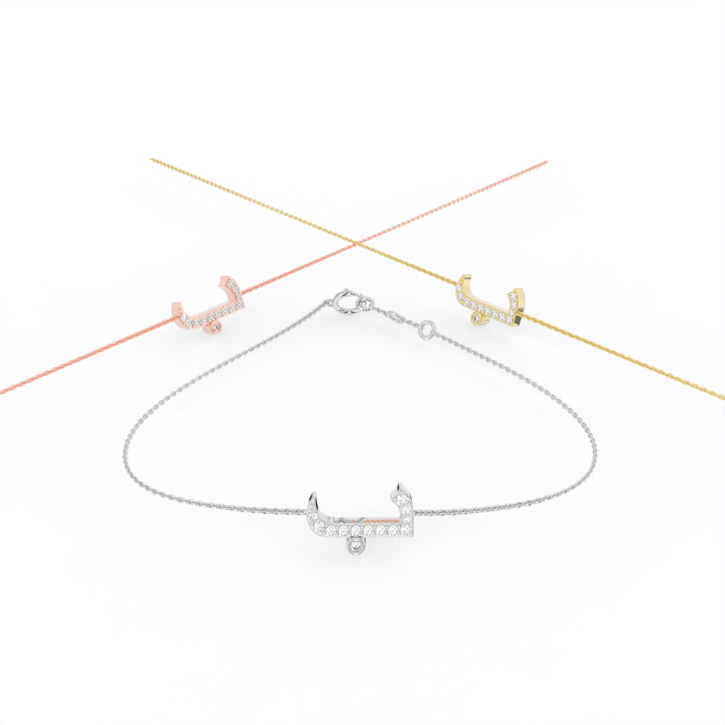 18K Arabic Alphabet Diamond Bracelet — 3 COLOR