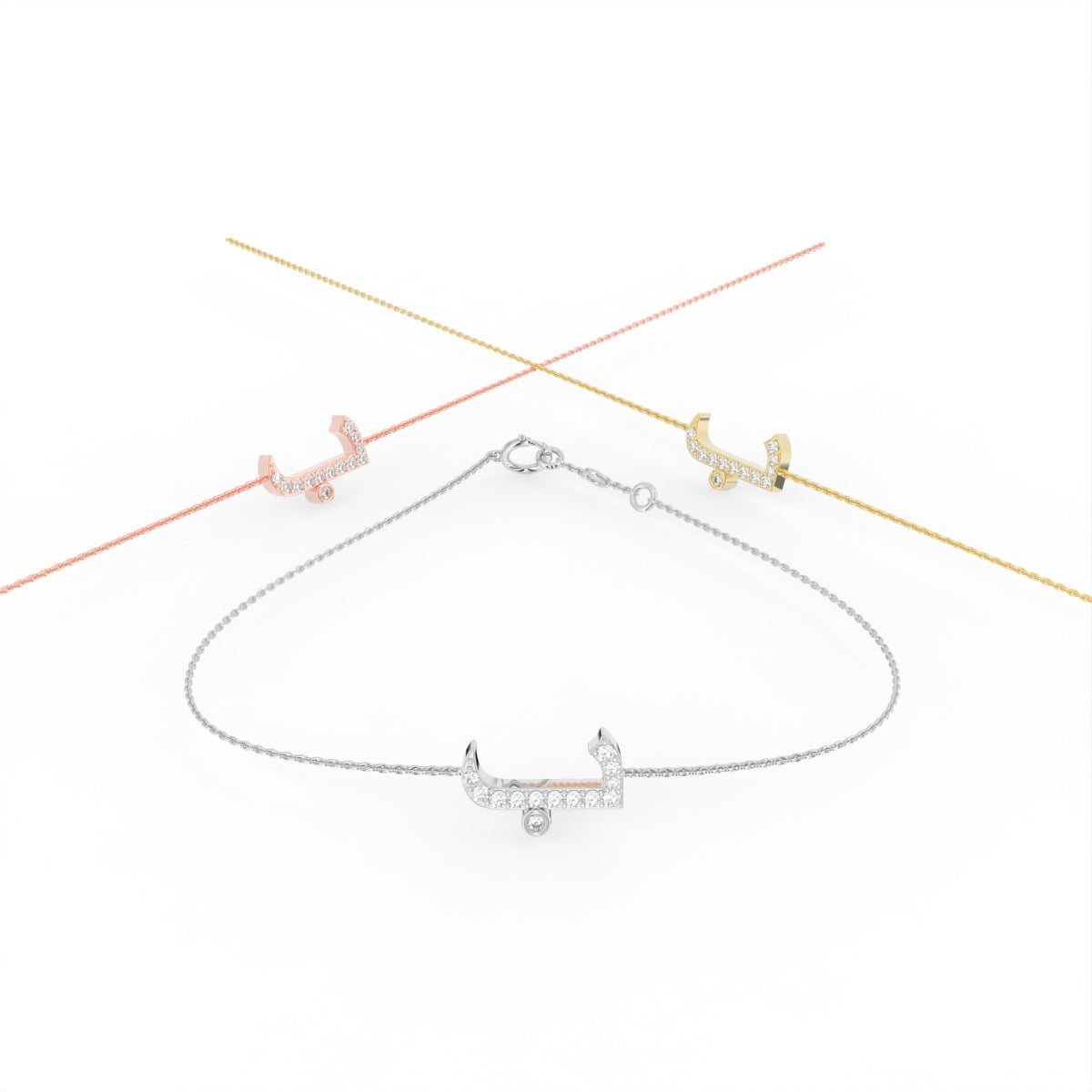 18K Arabic Alphabet Diamond Bracelet — 3 COLOR