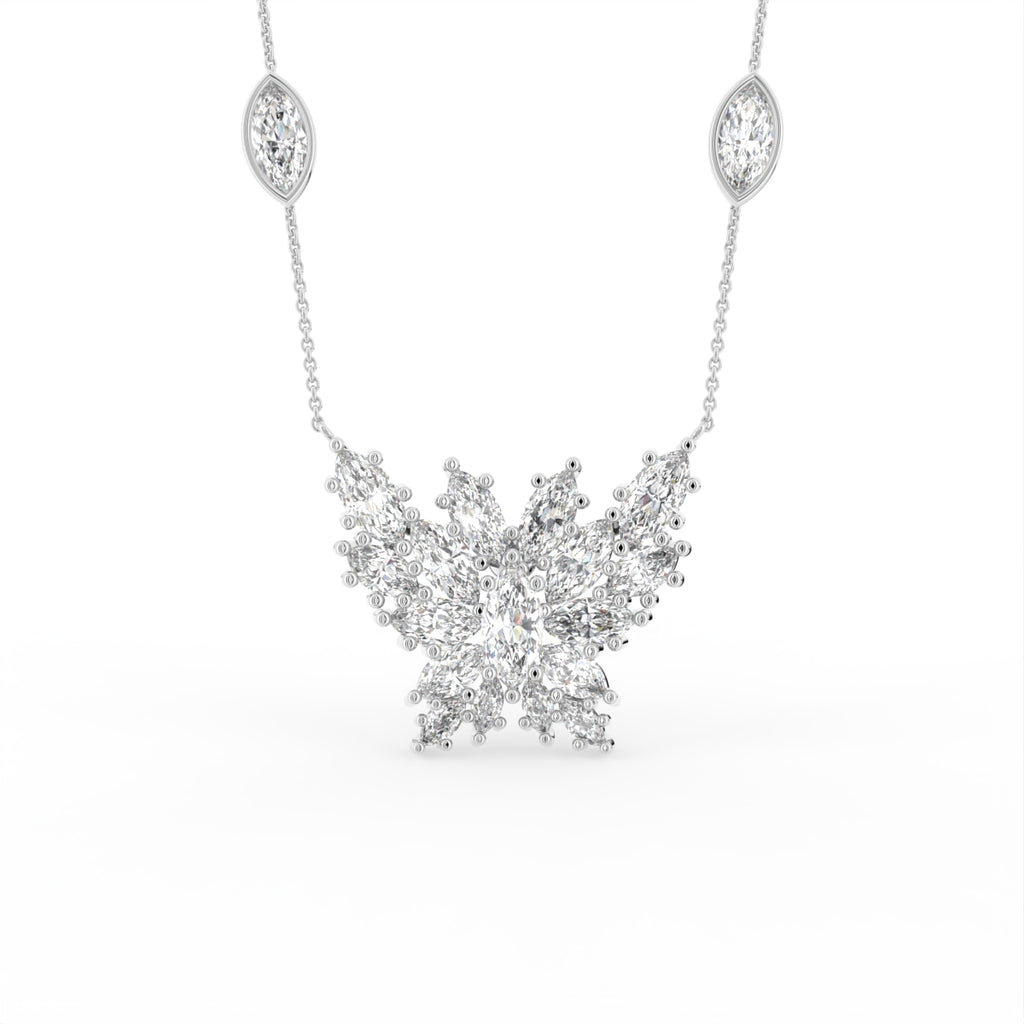 18K Butterfly Marquise Diamond Pendant — FRONT