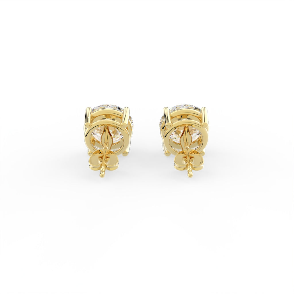 14K White Gold Solitaire Round Diamond Stud Earrings — BACK