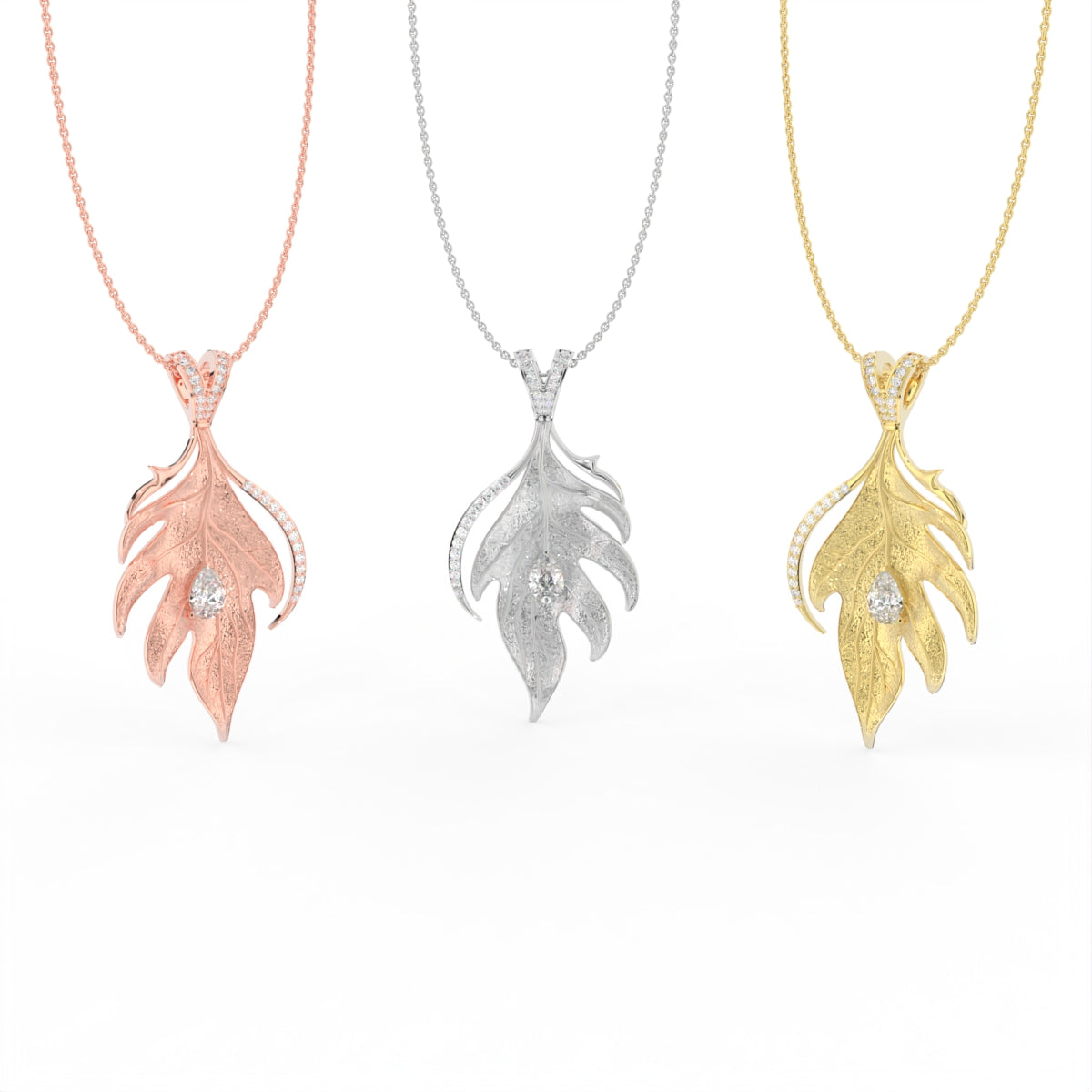 Sterling Silver Diamond Pendant — 3 COLOR