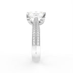 18K White Gold Solitaire Emerald Diamond Engagement Ring — SIDE