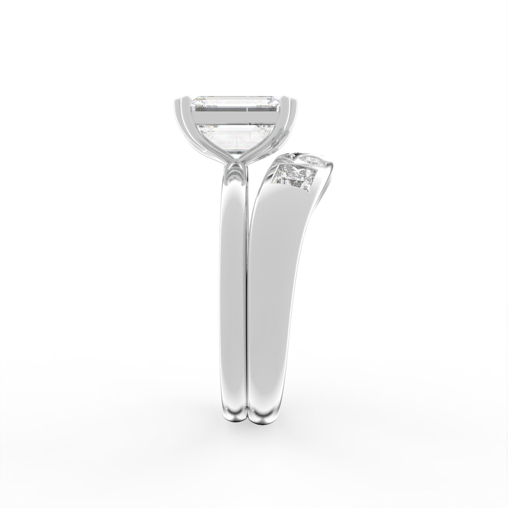 Sterling Silver Radiant Diamond Ring — 3D / RIGHT