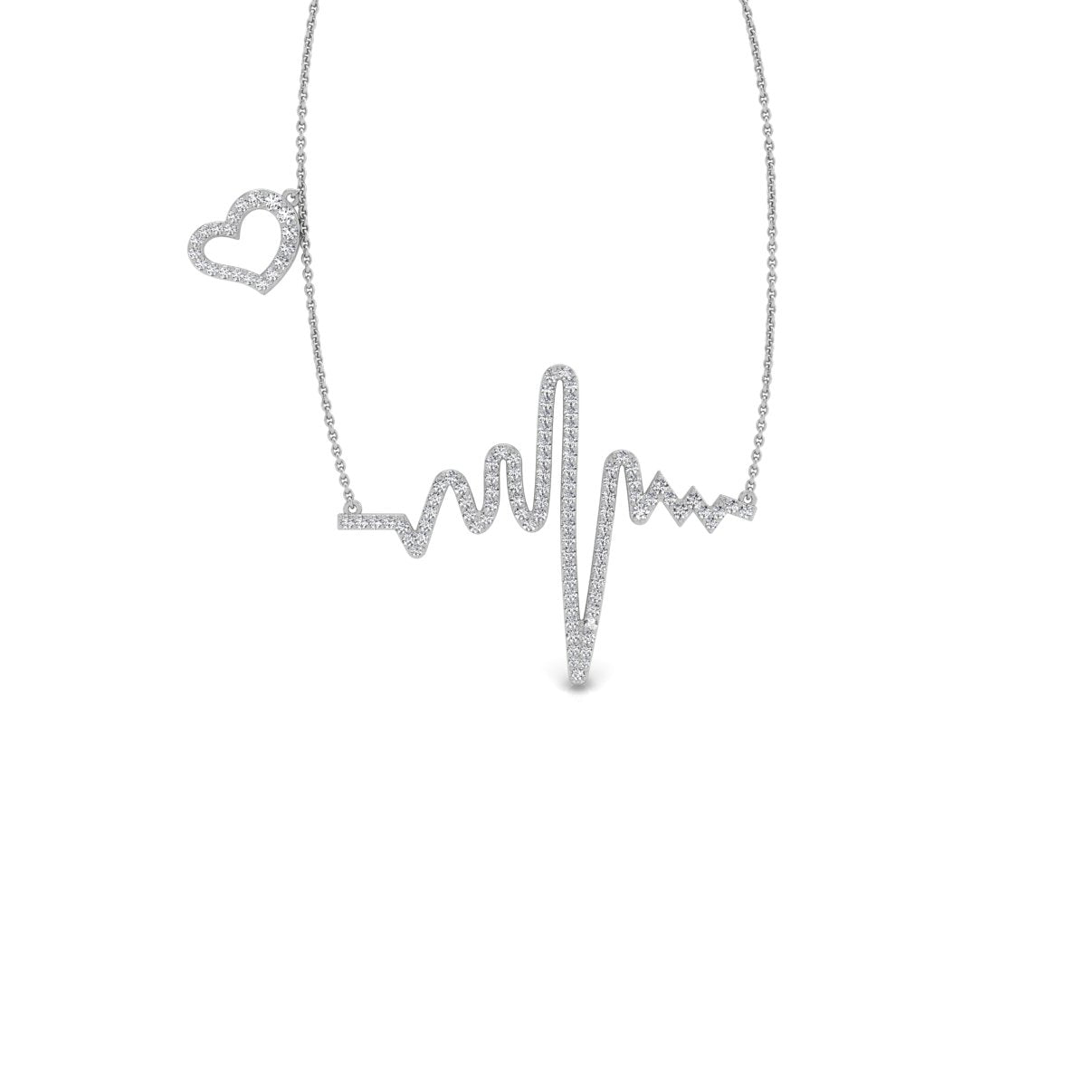 18K Heartbeat Diamond Pendant — FRONT
