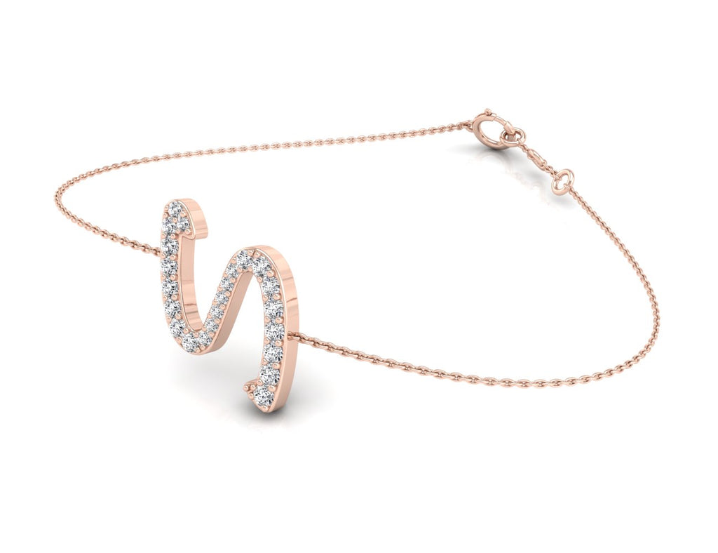 18K Alphabet Diamond Bracelet — 3D VIEW