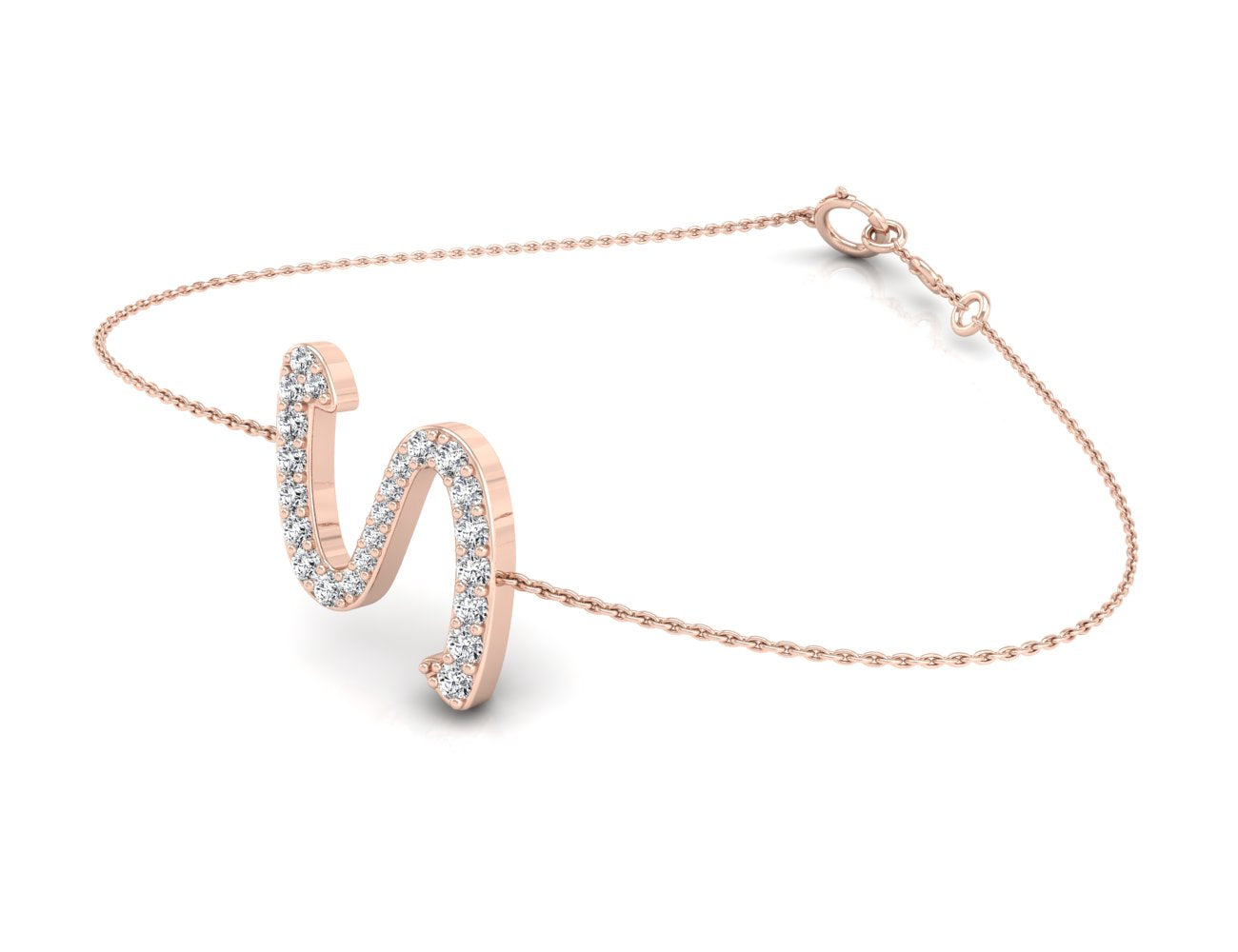 18K Alphabet Diamond Bracelet — 3D VIEW
