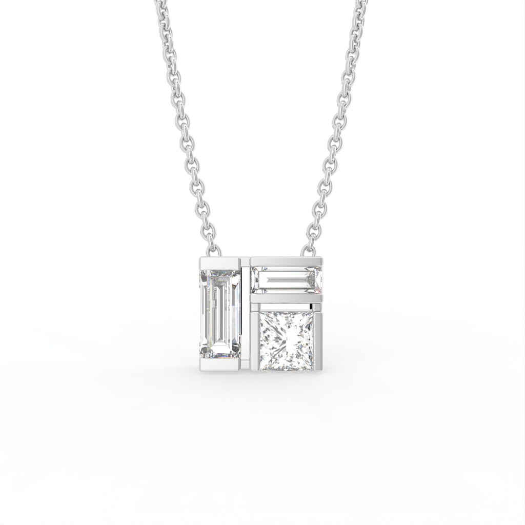 18K Baguette Diamond Pendant — FRONT