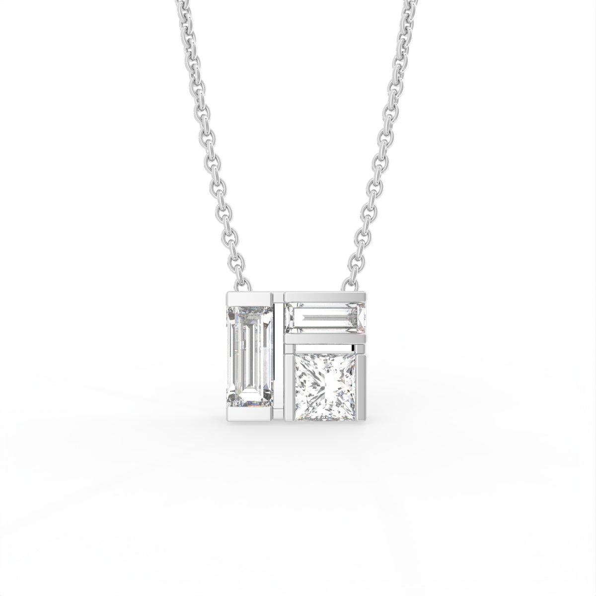 18K Baguette Diamond Pendant — FRONT