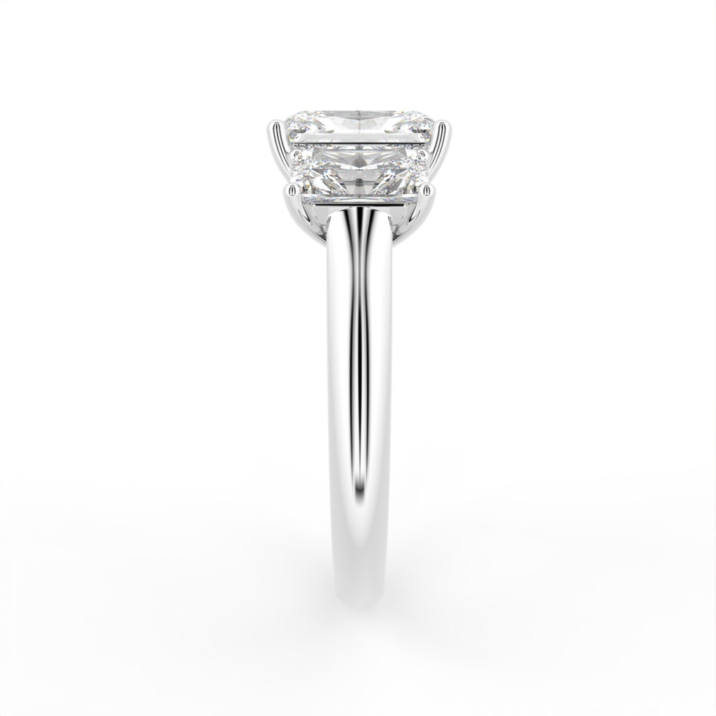 18K Trilogy Diamond Engagement Ring — SIDE