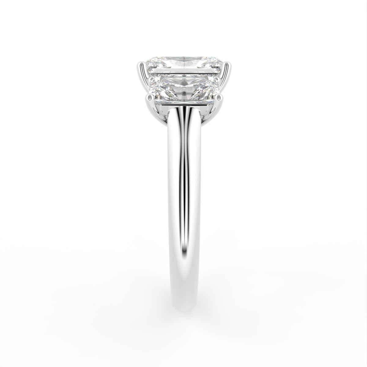 18K Trilogy Diamond Engagement Ring — SIDE