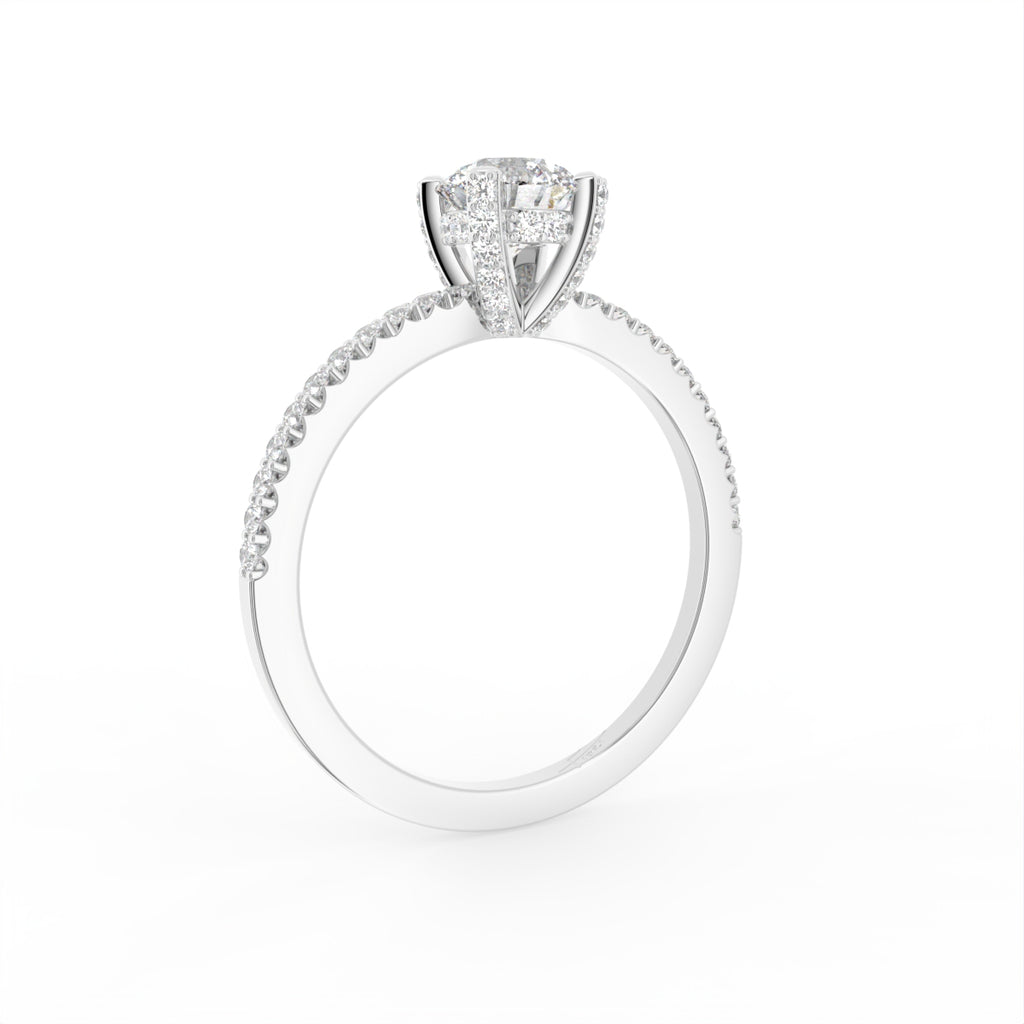 18K Round Diamond Engagement Ring — 3D VIEW