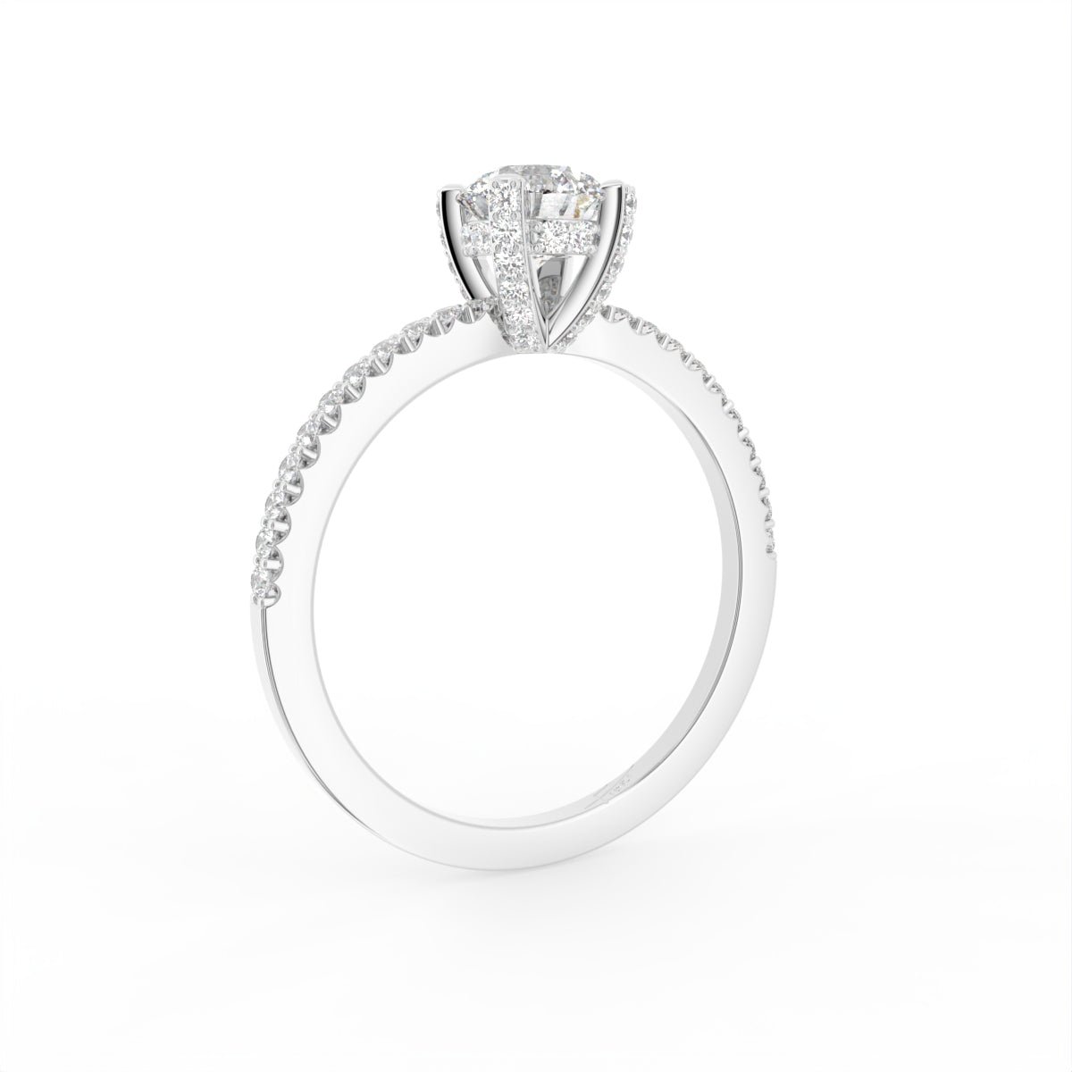 18K Round Diamond Engagement Ring — 3D VIEW