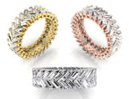 18K White Gold Eternity Baguette Diamond Ring — 3 COLOR