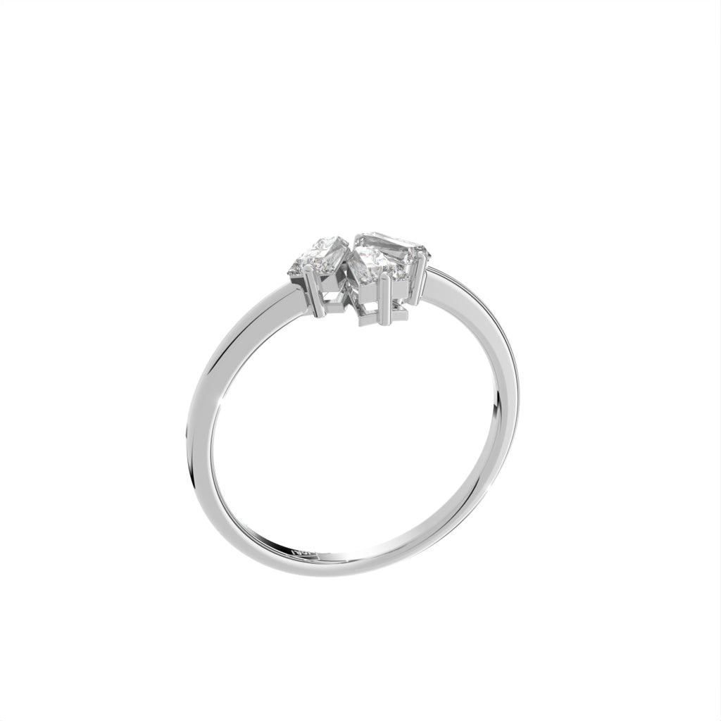 18K White Gold Baguette Diamond Promise Ring — 3D VIEW