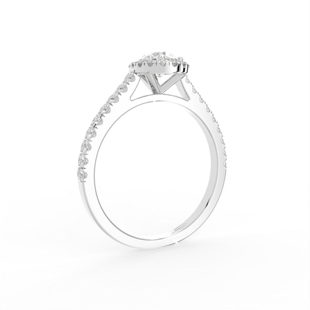 18K Halo Pear Diamond Ring — 3D VIEW