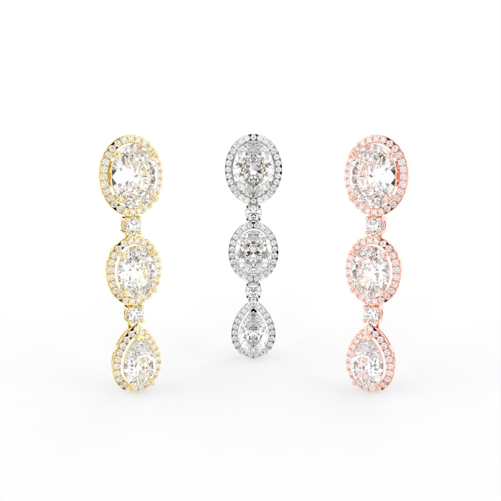 Sterling Silver Diamond Earrings — 3 COLOR